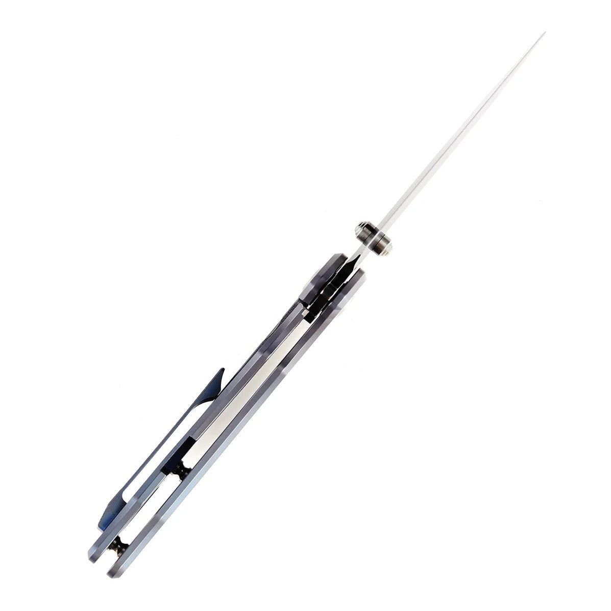 Kansept Rei 3.14in 20CV Black Stonewashed Blade Blue Anodized Titanium Handle - K1061A3