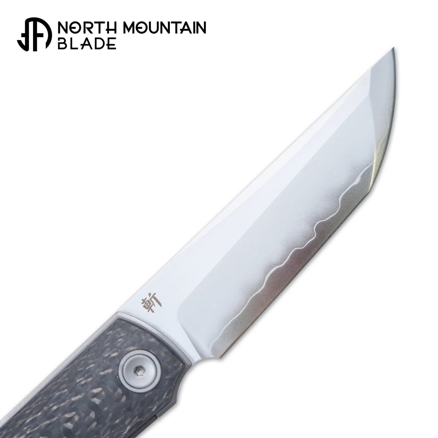 North Mountain Blade CHOP 4 2412-CF – SLD San Mai Japanese-Style Tanto, 3K Carbon Fiber, Front Flipper