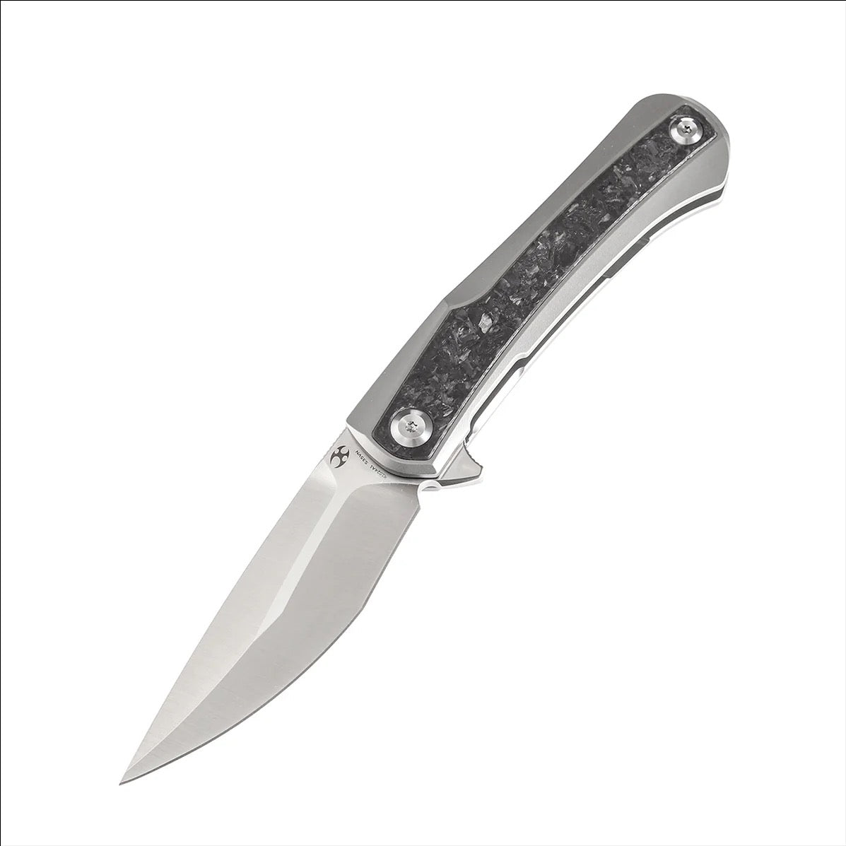 Kansept Kratos 3.79in S35VN Stonewashed Blade Shred Carbon Fiber Titanium Handle - K1024A10
