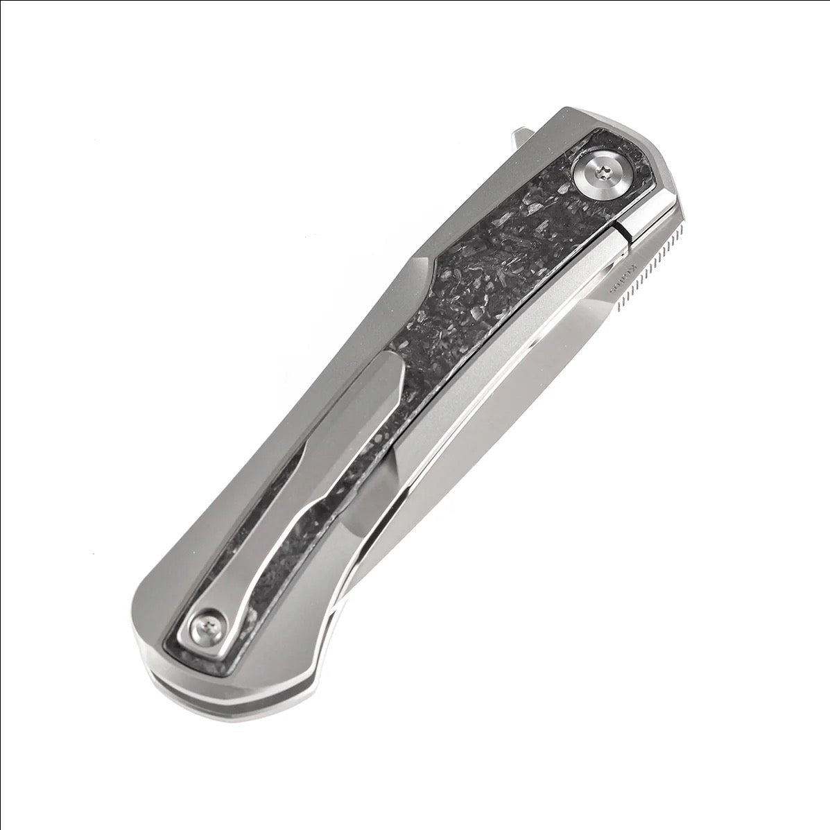 Kansept Kratos 3.79in S35VN Stonewashed Blade Shred Carbon Fiber Titanium Handle - K1024A10