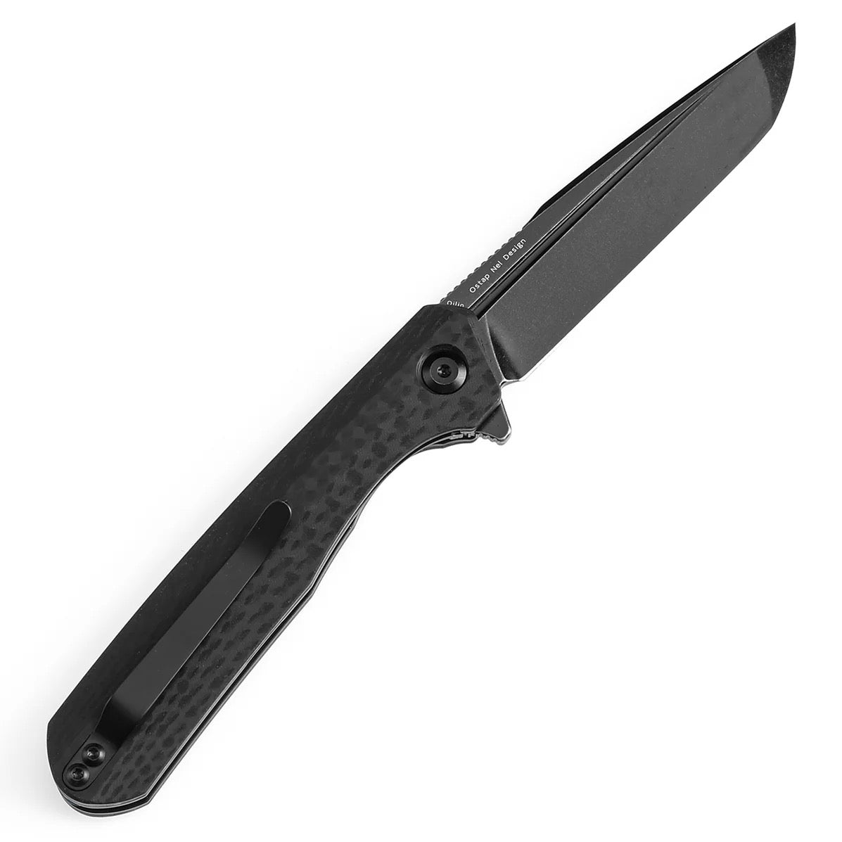 Kansept Qilin 3.43in 154CM Backwashed Blade Black Carbon Fiber & G10 Handle - T1047T1