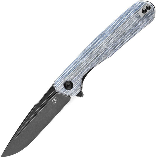 Kansept Qilin 3.43in 154CM Blackwash Blade Blue Micarta Handles - T1047A4