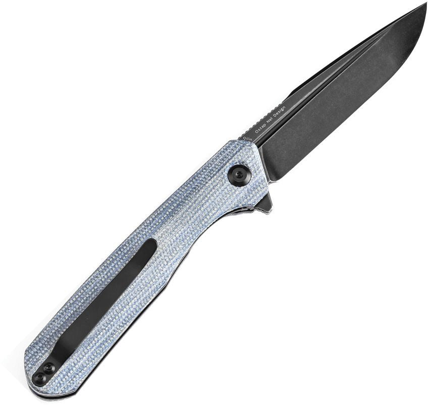 Kansept Qilin 3.43in 154CM Blackwash Blade Blue Micarta Handles - T1047A4
