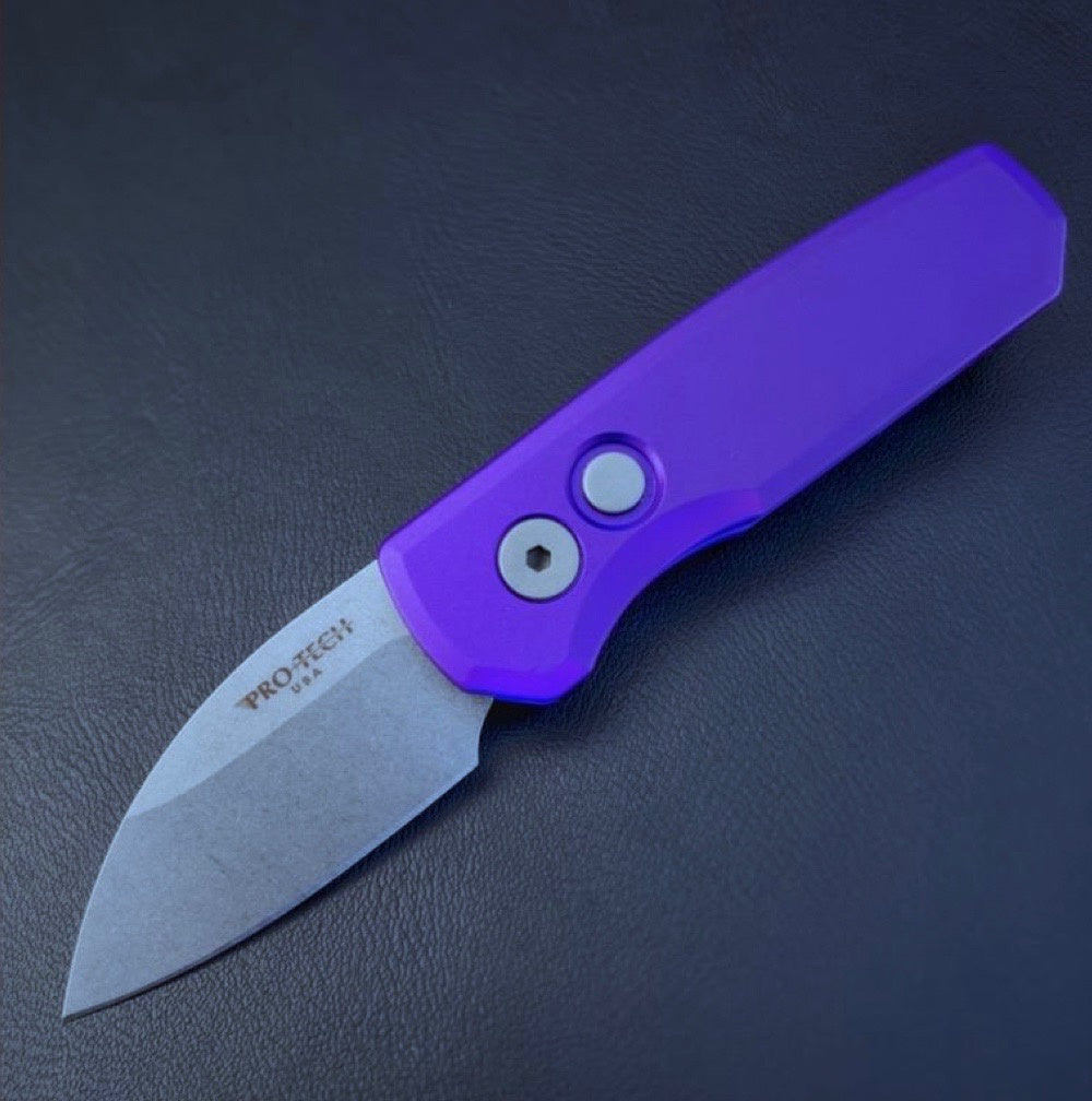 Pro-Tech Knives Runt 5 Magnacut Wharncliffe Blade Purple Handles - R5301