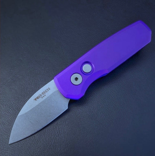 Pro-Tech Knives Runt 5 Magnacut Wharncliffe Blade Purple Handles - R5301