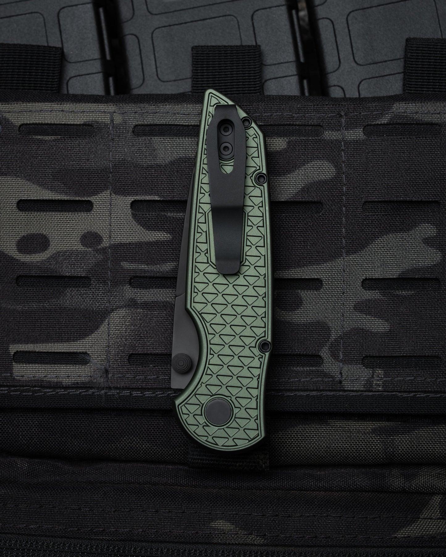 Pro-Tech Knives TR-3 INTEGRITY DLC Black S35VN Blade Relic Textured GREEN Handles INT106-Green