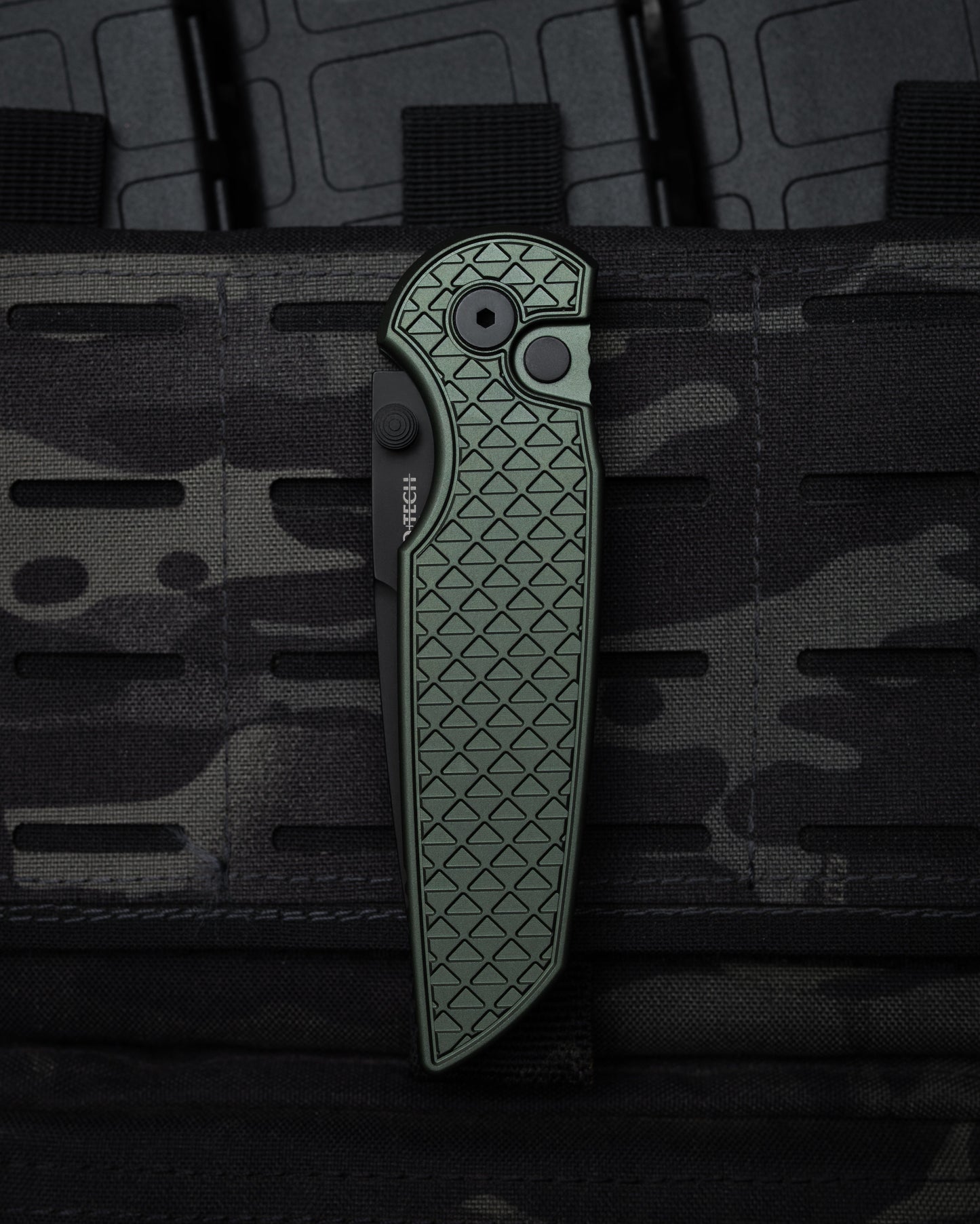 Pro-Tech Knives TR-3 INTEGRITY DLC Black S35VN Blade Relic Textured GREEN Handles INT106-Green