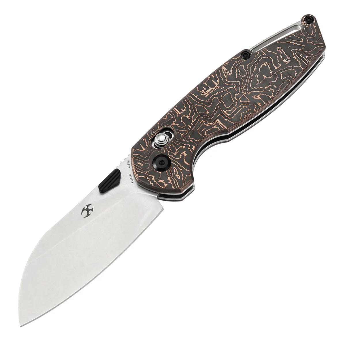Kansept Model 6 K1022V2 – 3.1" CPM S35VN Blade, Copper Carbon Fiber Handle with Crossbar Lock (Nick Swan Design)