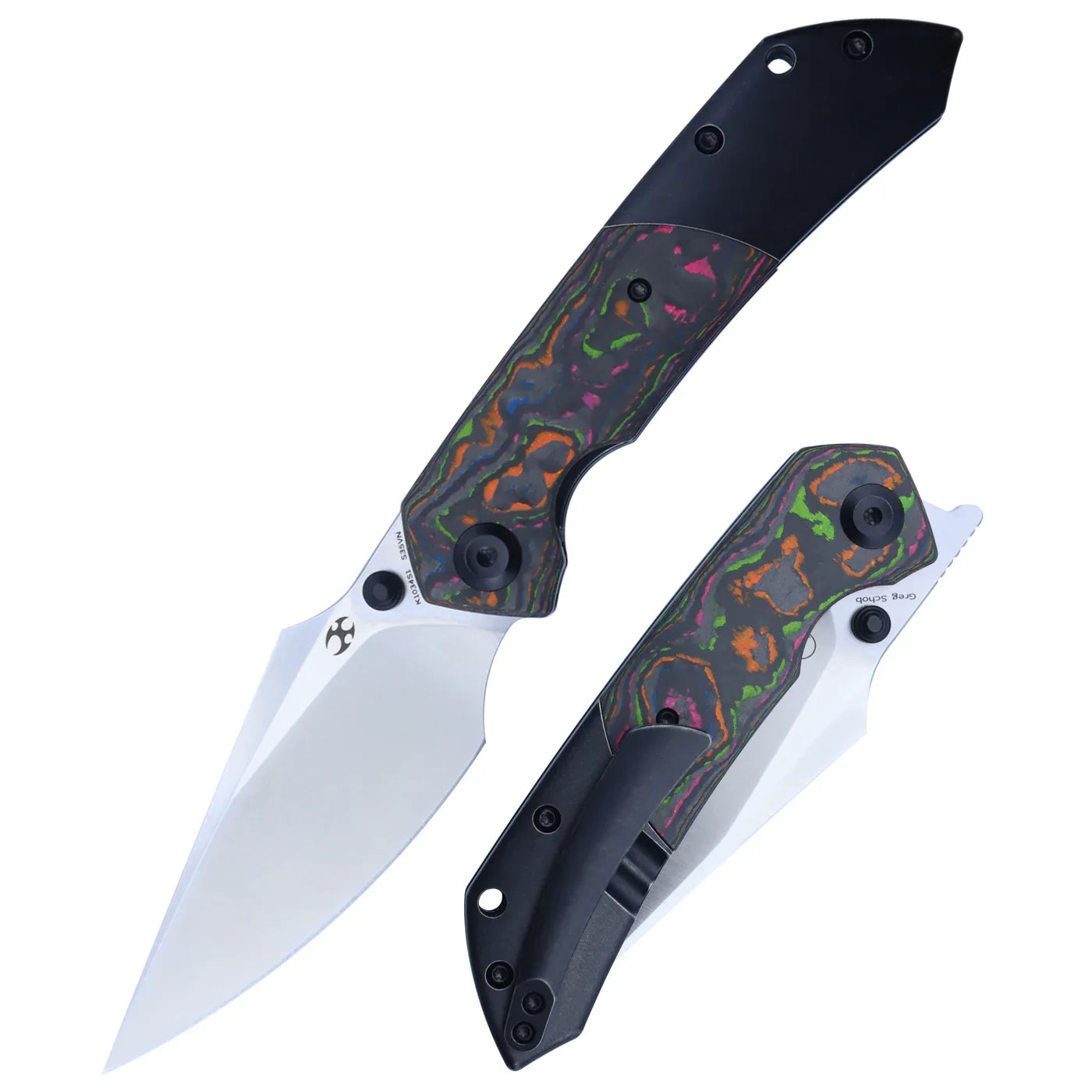 Kansept Fenrir 3.48" Blackwash Titanium + 80S Carbon Fiber Black Green Pink K1034S1