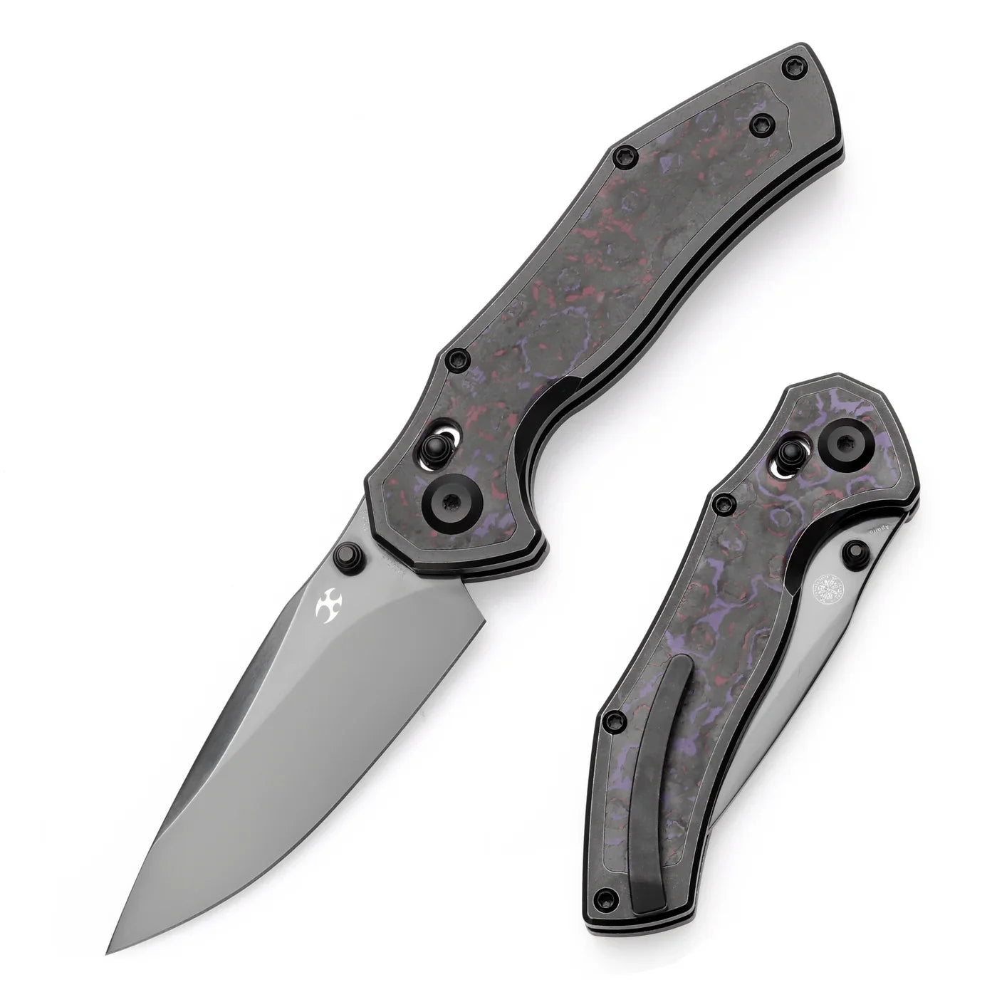 Kansept Apollo 3.11" CPM S35VN Blackwash Titanium with Purple Haze Fatcarbon K2107V4