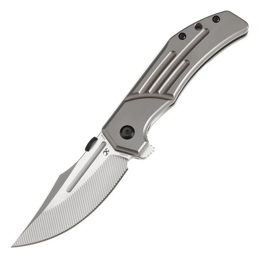Kansept Nahual K2125V2 â€“ Stonewashed Stainless Blade, Blackwash Titanium & Blue Carbon Fiber Handle with Crossbar Lock