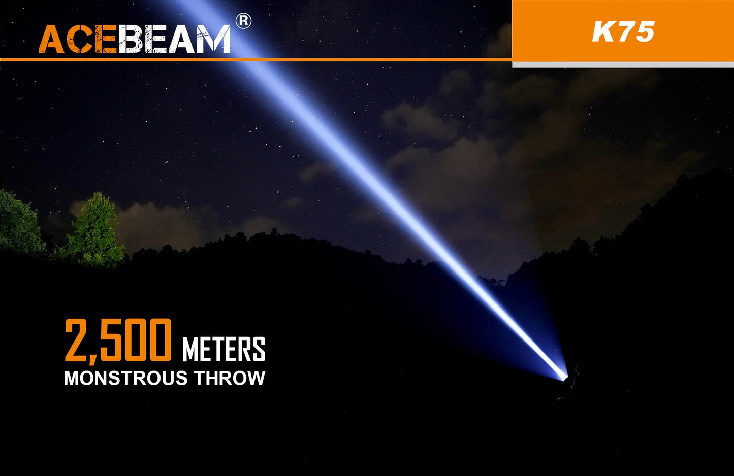 Acebeam K75 6300 Lumen Flashlight - 1xLUMINUS SBT-90-GEN2 LED 4*18650 Batteries Preinstalled