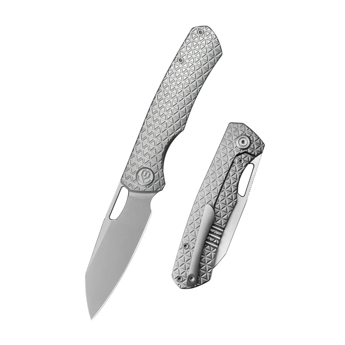 KB Socius Folding Knife 3.46" S90V Tanto Blade Gray Titanium Handle KB300A