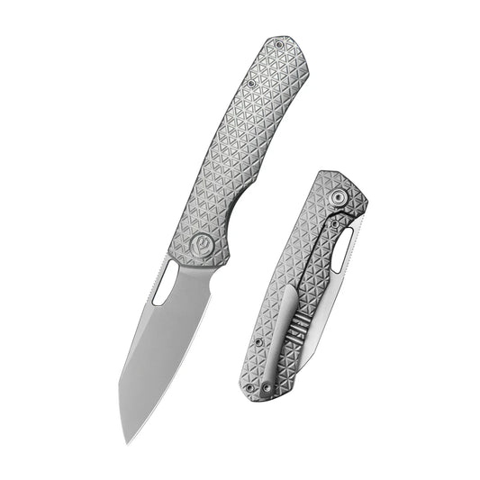 KB Socius Folding Knife 3.46" S90V Tanto Blade Gray Titanium Handle KB300A