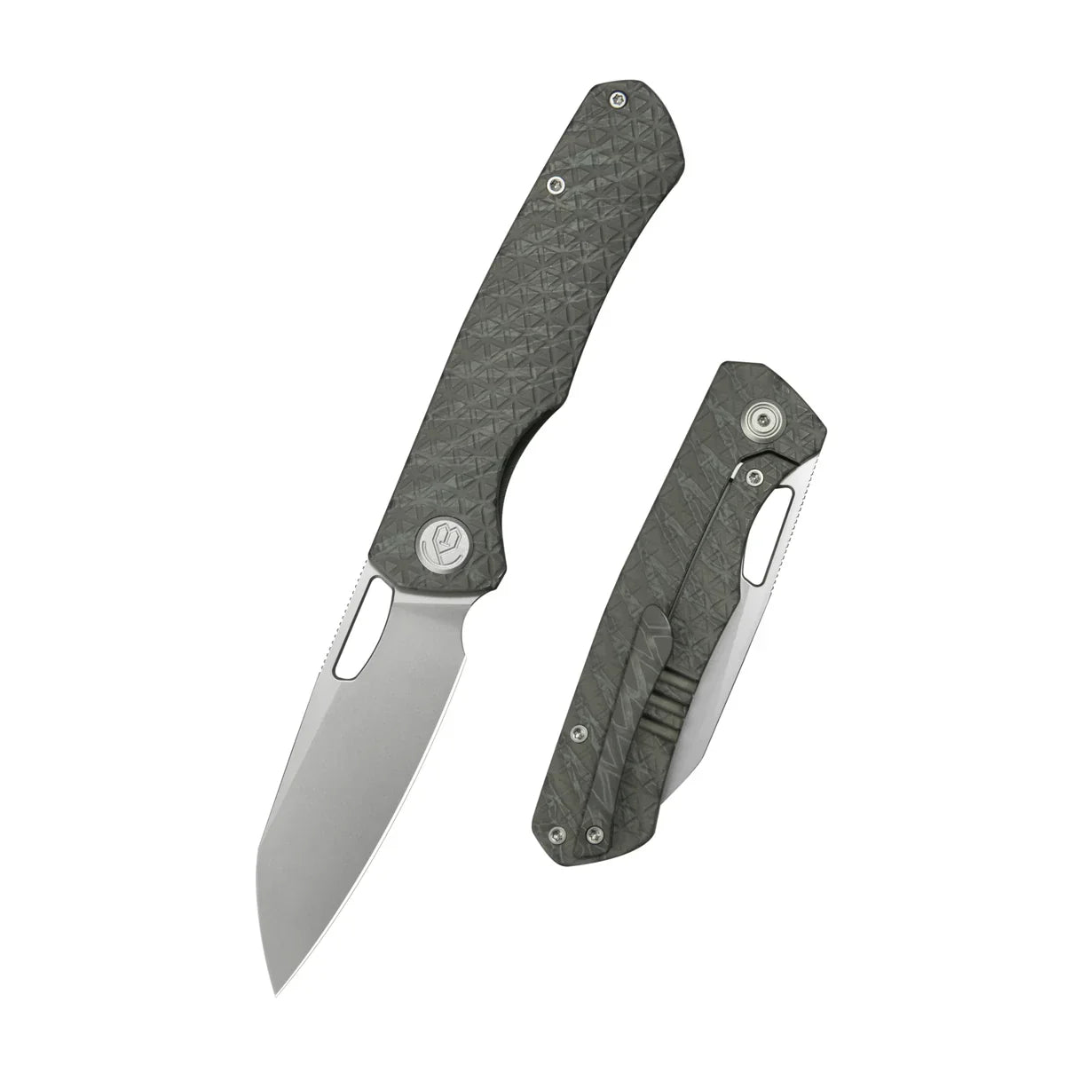 KB Socius Folding Knife 3.46" S90V Tanto Blade Flame Anodized Titanium Handle KB300B