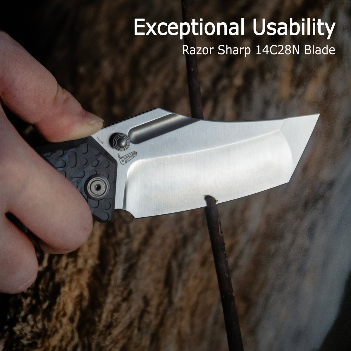 Kubey Hamster Frame Lock Folding Knife Gray Titanium Handle 3.46" Satin 14C28N KU402A