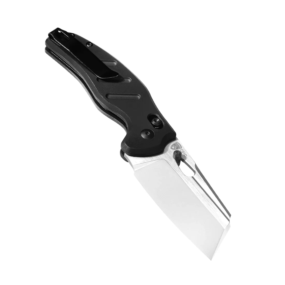 Kizer Sheepdog Cross Bar Lock 3.15in 154cm Blade Black Aluminum Handles - V4488AC2