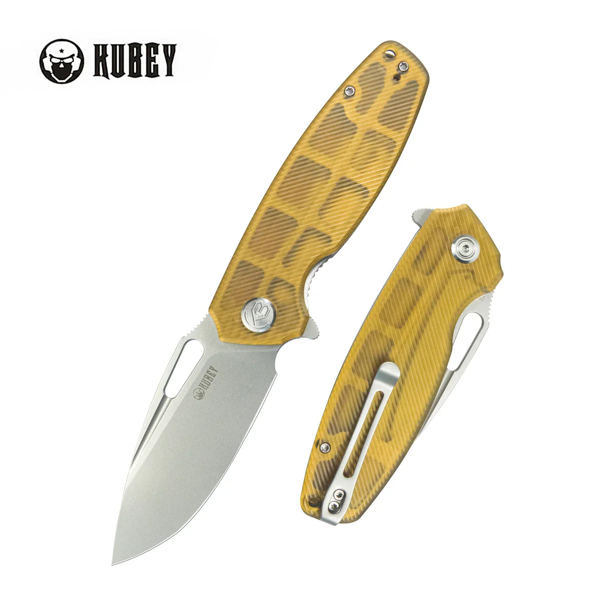Kubey Knife Tityus 3.39" D2 Amber KUB322L