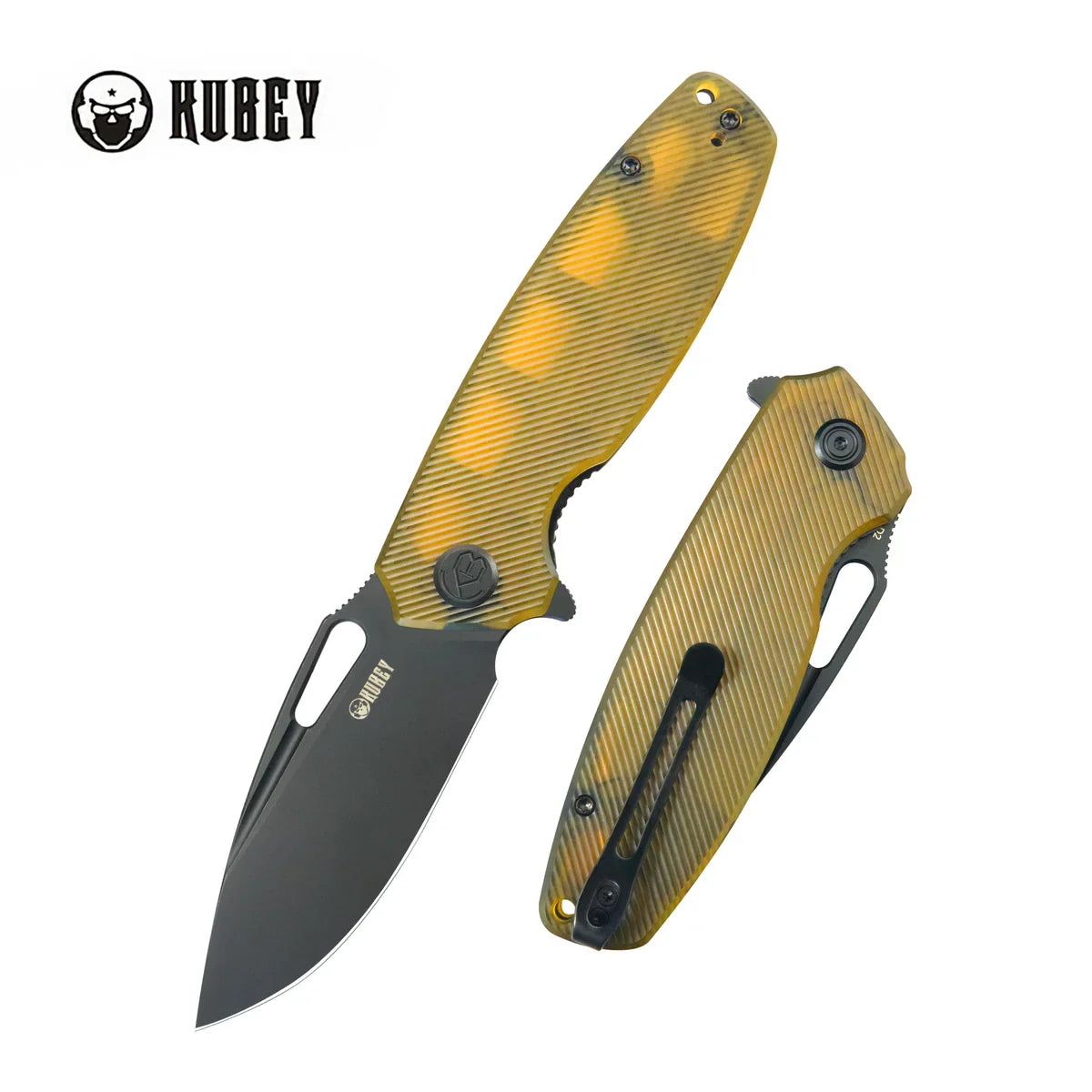Kubey Knife Tityus 3.39" D2 Amber KUB322M