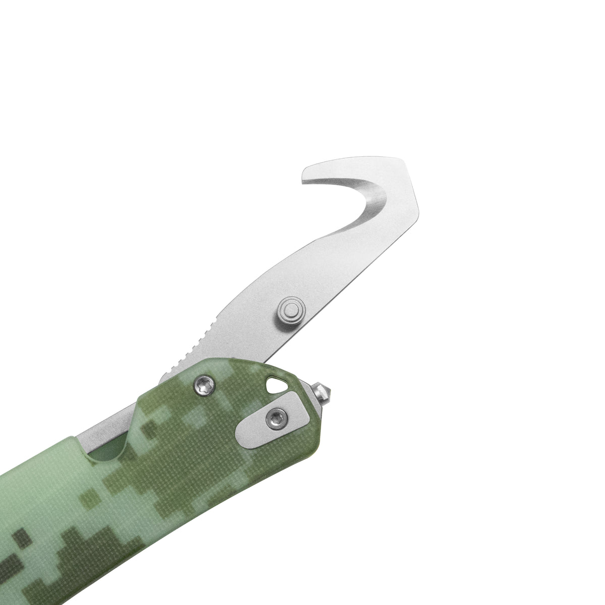 10-8 Button Lock Survival Folding Knife Camo G10 Handle 3.15" Satin 14C28N KU363D