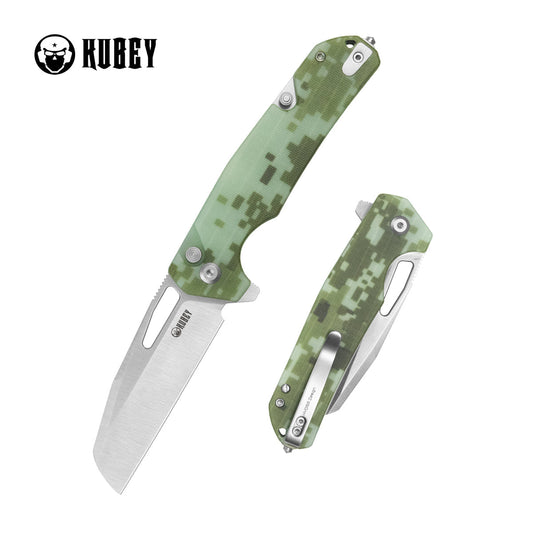 10-8 Button Lock Survival Folding Knife Camo G10 Handle 3.15" Satin 14C28N KU363D