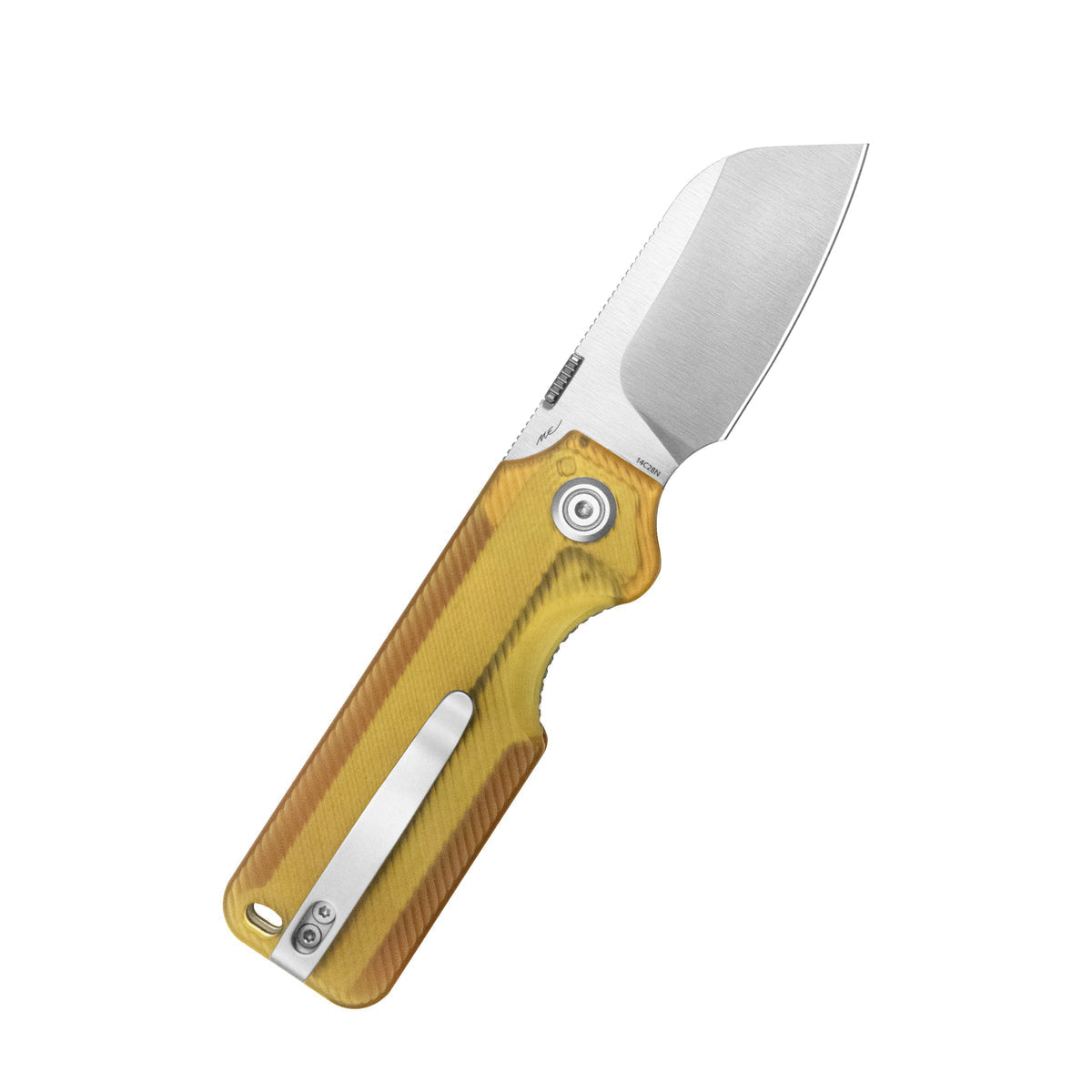 Kubey Boxer Folding Knife 3.1" 14C28N Sheepsfoot Blade Ultem Handle KU407C