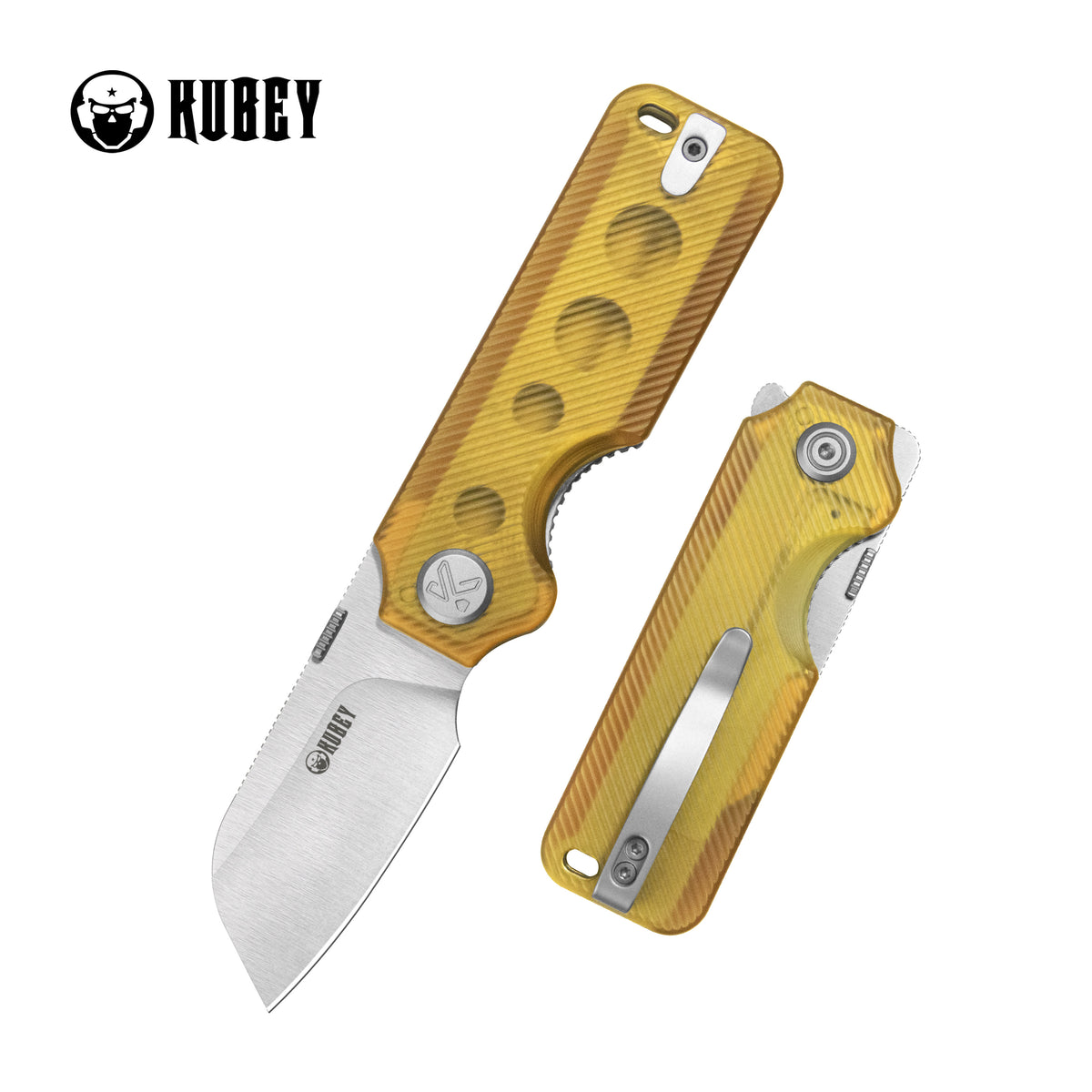 Kubey Boxer Folding Knife 3.1" 14C28N Sheepsfoot Blade Ultem Handle KU407C