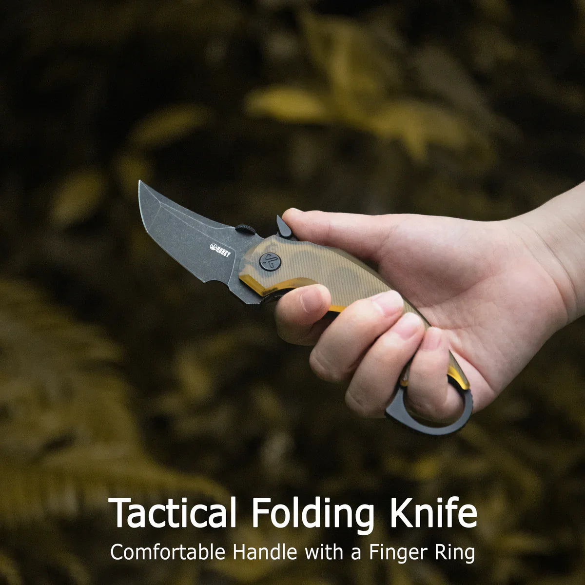 Kubey Jaw Karambit Folding Knife 2.52" 14C28N Blackwash Tanto Blade Ultem Handle KU439E