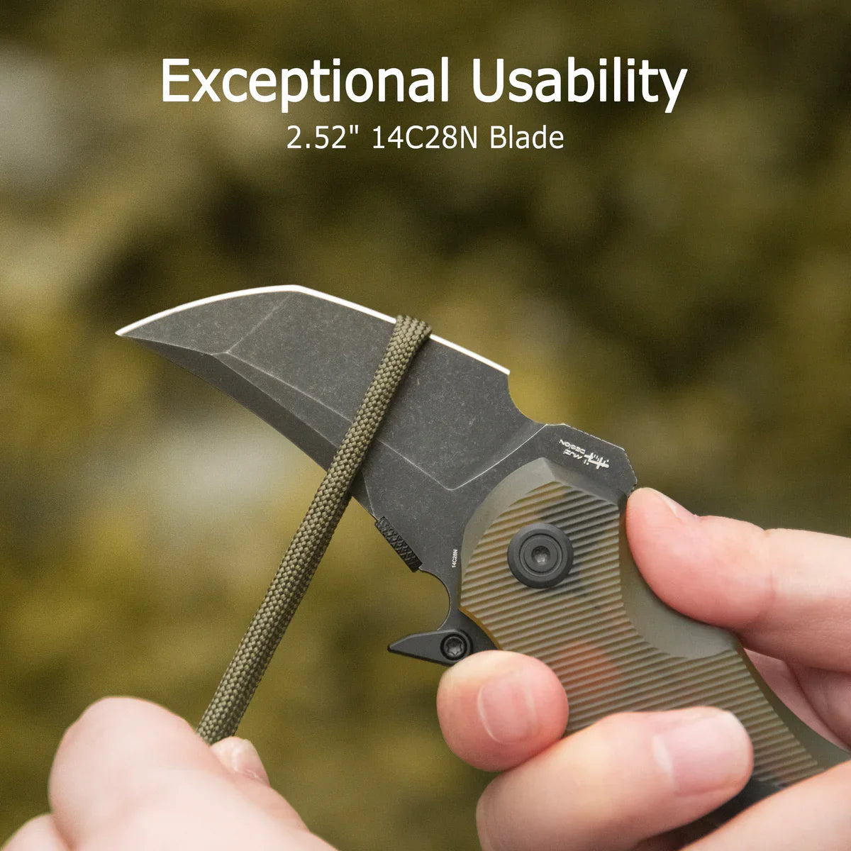 Kubey Jaw Karambit Folding Knife 2.52" 14C28N Blackwash Tanto Blade Ultem Handle KU439E