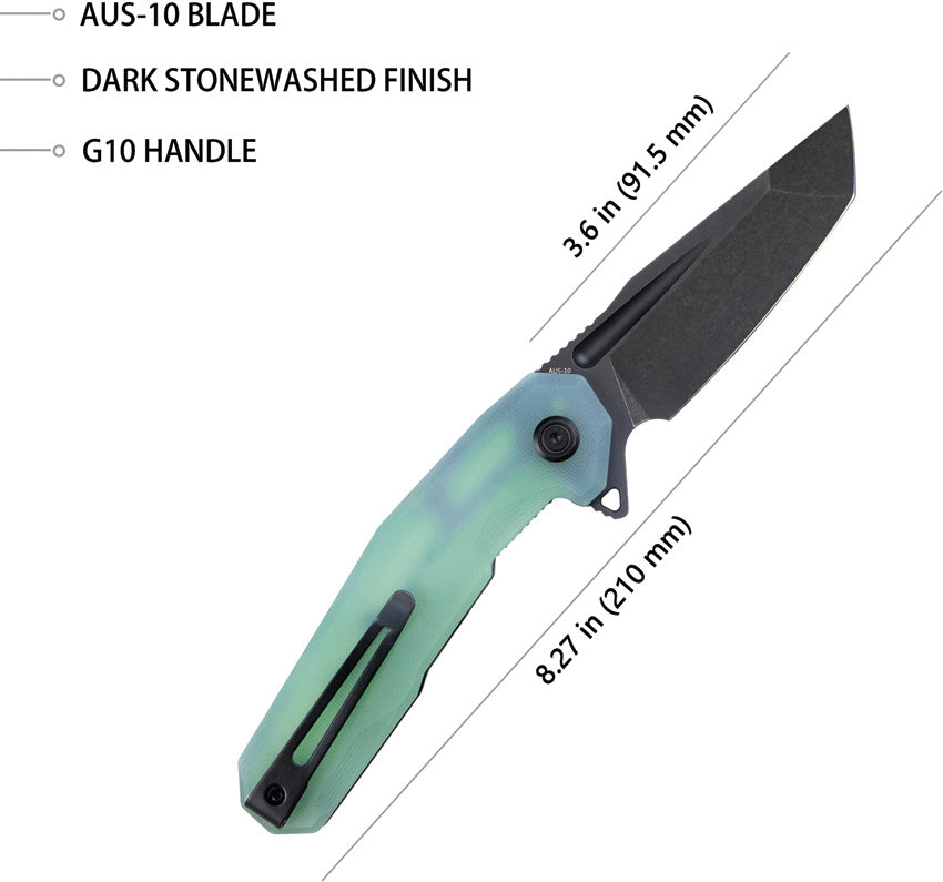 Kubey Carve Nest 4.63" D2 Jade G10 KUB237F