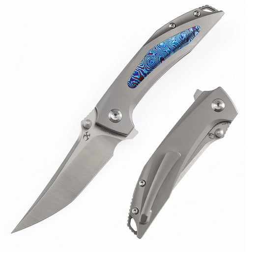 Kansept Baku K1056A8 – Titanium & Timascus Inlay, 3.2" CPM-S35VN Blade, Sparrow Knife Co. Design