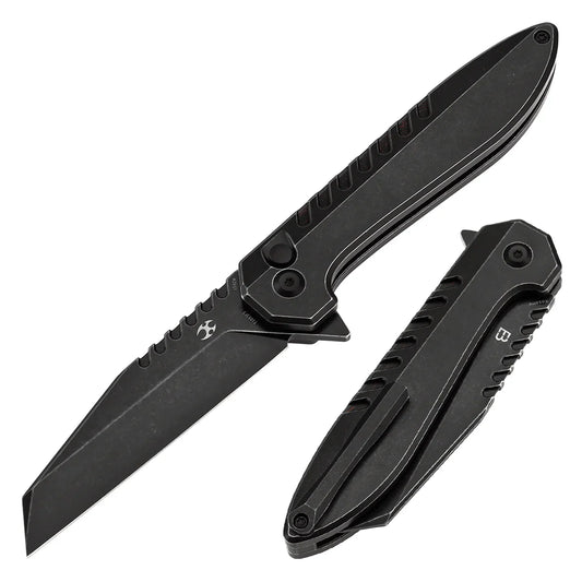 Kansept Kosame Button Lock T1093F5 – 3.37" 154CM Blade, Blackwash Titanium with Black & Red G-Mascus Inlay, by Ei Spade Design