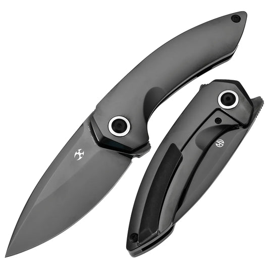 Kansept ODD 21 K1077A7 – 3.08" Mirror DLC CPM 20CV Blade, Mirror DLC Titanium Handle, Titanium Frame Lock (Tuff Knives Design)