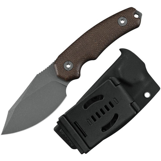 Kunwu Stiffy D F706BR-1, 3.54″ Stonewash Vanadis 4 Blade, Micarta, Fixed Blade