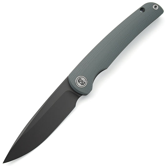 Miguron Akri Front Flipper Knife 3.18" 14C28N Dark Grey PVD Blade Grey G10 Handle MGR-801DGS