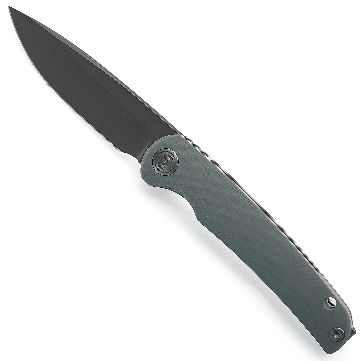 Miguron Akri Front Flipper Knife 3.18" 14C28N Dark Grey PVD Blade Grey G10 Handle MGR-801DGS