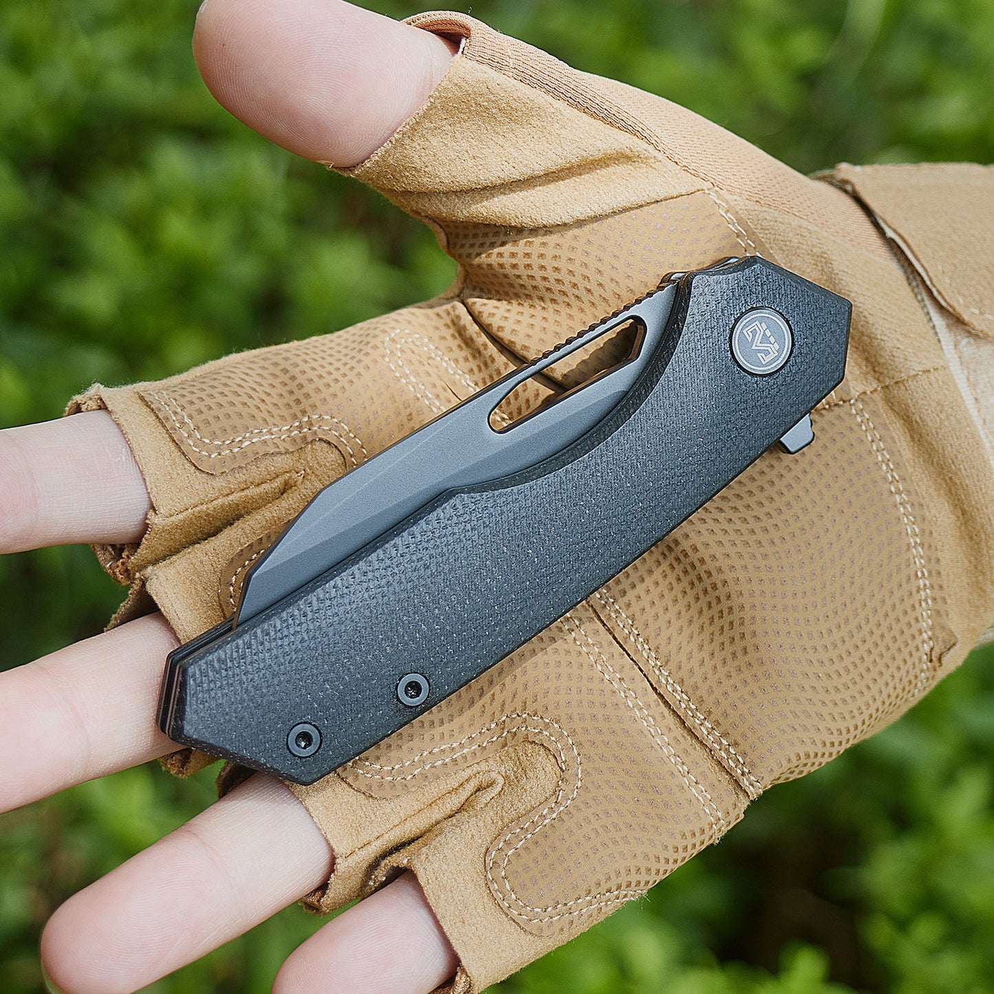 M Miguron Keryx Flipper Folding Knife Black Micarta Handle 3.17" Black PVD 14C28N Blade MGR-813MBK