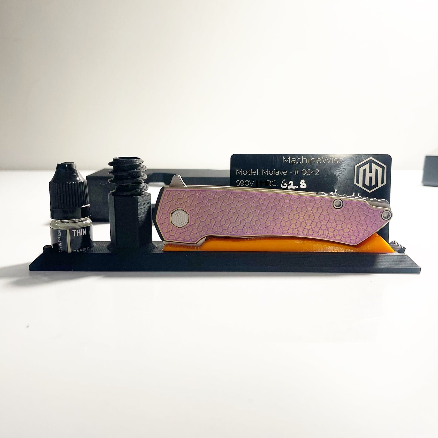 MachineWise Mojave S90V Stonewash Blade Pink w/ Gold Dust Turtle Texture Titanium Handle