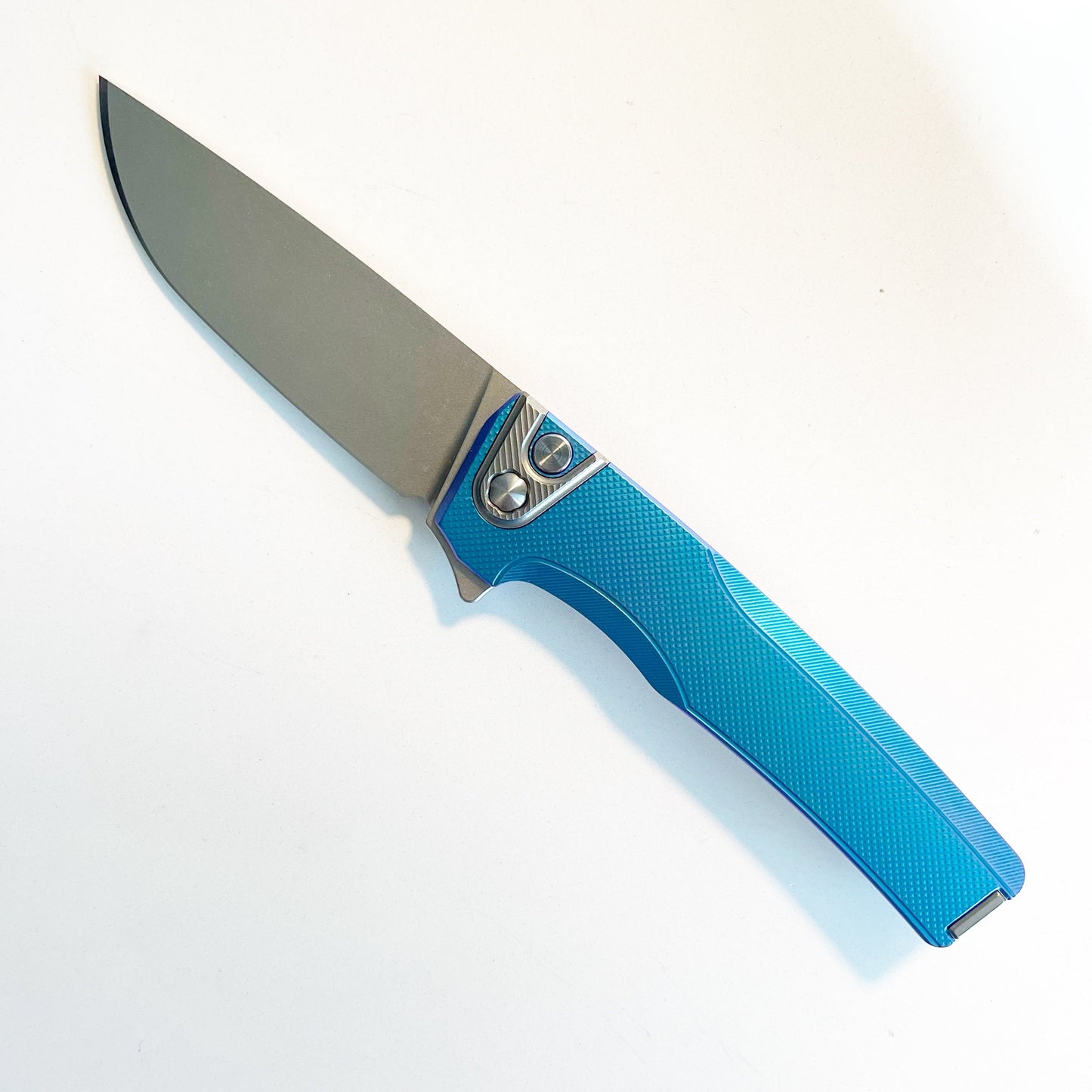 MachineWise Sonora S90V Lightwashed Blade Titanium Electric Blue Diamond Textured Handle