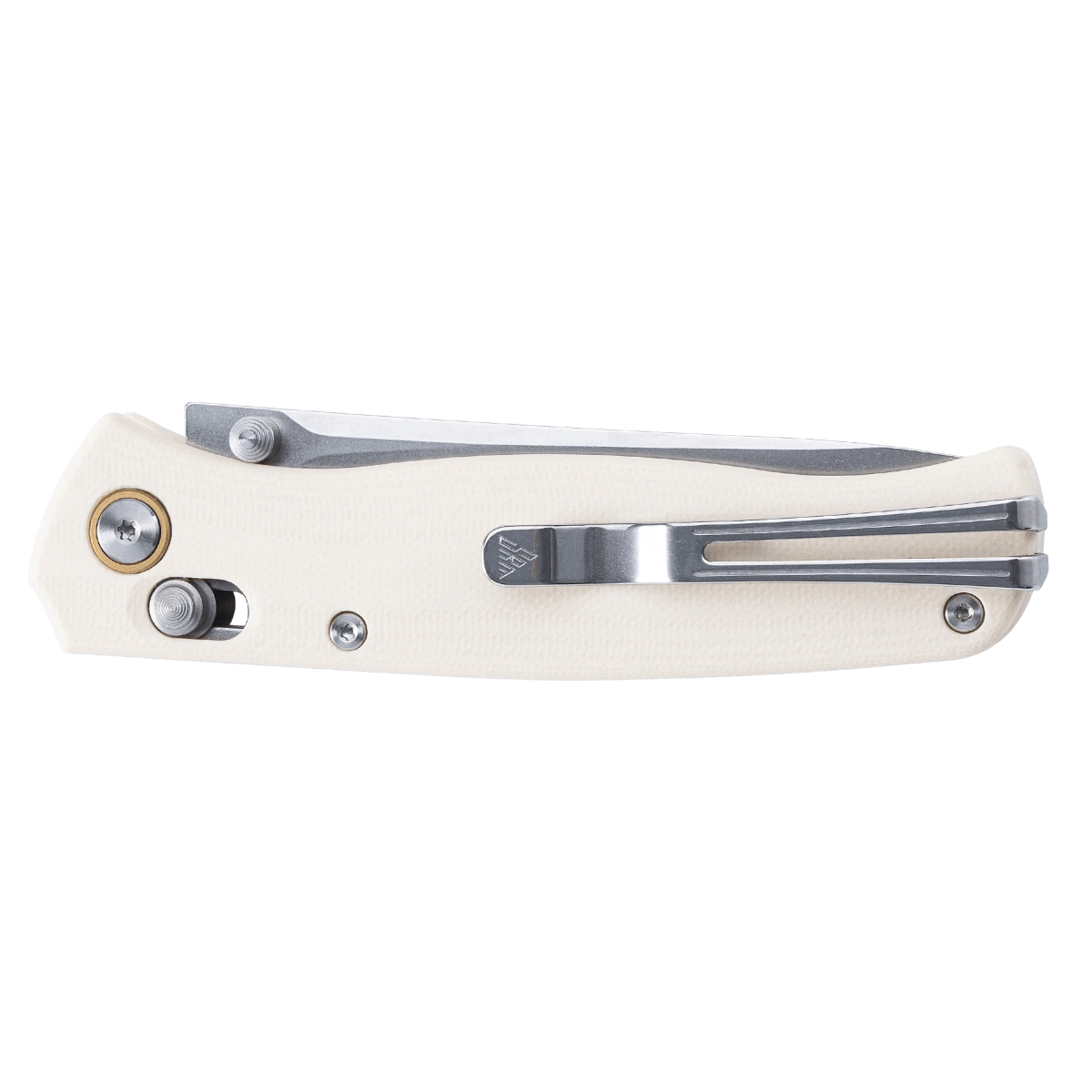 SRM Medal - 3.2" Stonewash Blade - White G10 Handle - 255L-GT