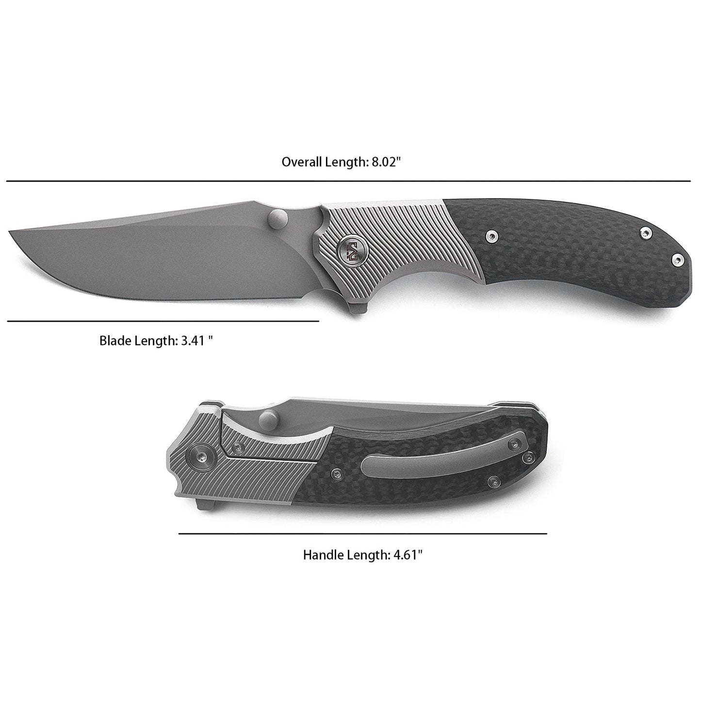Miguron Centurion Folding Knife 3.5" S90V Sandblasted Blade Titanium & Carbon Fiber MGR-609CBK
