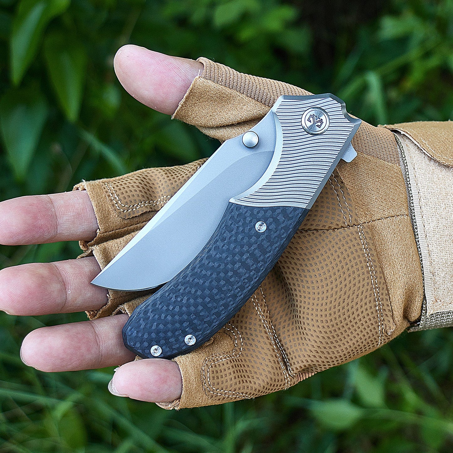 Miguron Centurion Folding Knife 3.5" S90V Sandblasted Blade Titanium & Carbon Fiber MGR-609CBK