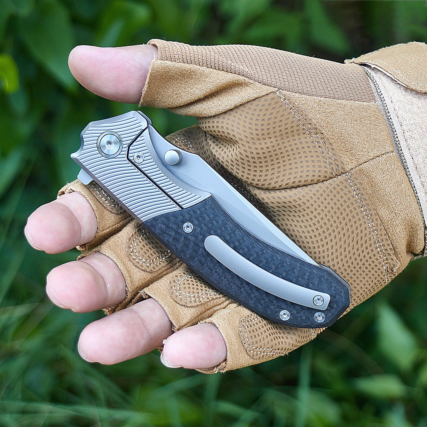 Miguron Centurion Folding Knife 3.5" S90V Sandblasted Blade Titanium & Carbon Fiber MGR-609CBK