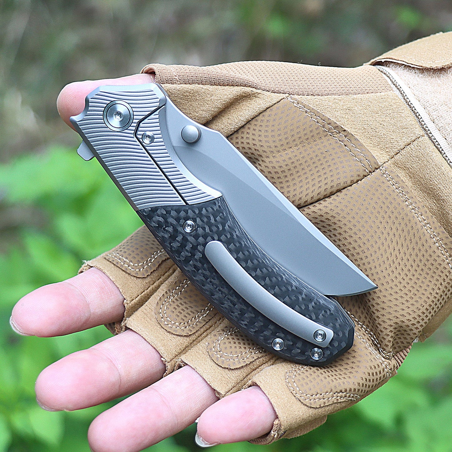 Miguron Centurion Folding Knife 3.5" S90V Sandblasted Blade Titanium & Carbon Fiber MGR-609CBK