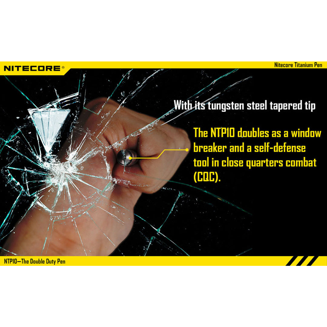 NiteCore NTP10 Titanium Tactical Pen with Tungsten Steel Tip