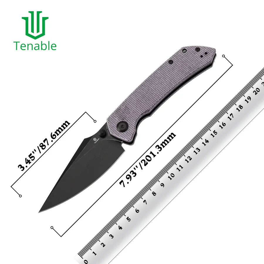Tenable Fenrir T1034V4 – Purple Micarta, 3.48" Blackwashed Nitro-V Blade, Sparrow Knife Co. Design