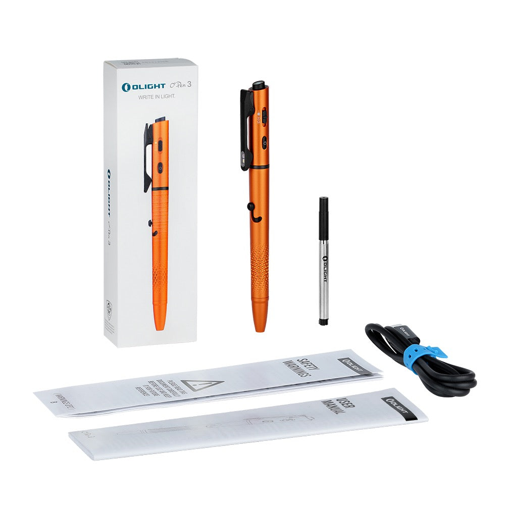 Olight 120 Lumen Rechargeable Pen Light with Green Laser – Olight O’Pen 3 Orange (USB-C)