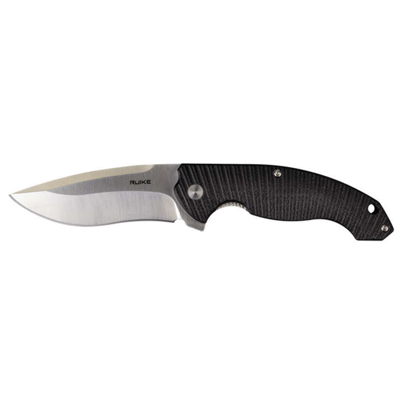 Ruike P852 Folding Knife 3.50" Satin 14C28N Black G-10 Handles Liner Lock