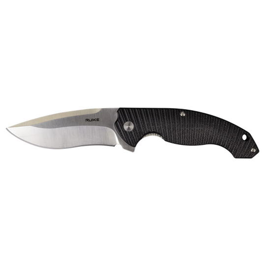 Ruike P852 Folding Knife 3.50" Satin 14C28N Black G-10 Handles Liner Lock