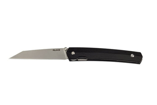 Ruike P865 Folding Knife 3.58" Bead-Blast 14C28N Black G-10 Handles Liner Lock